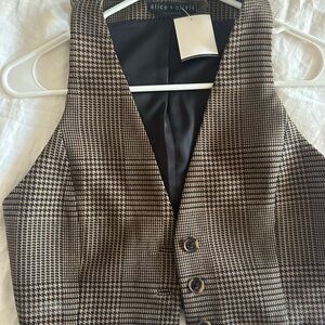 Alice + Olivia Brown Houndstooth Women's Suit Vest
